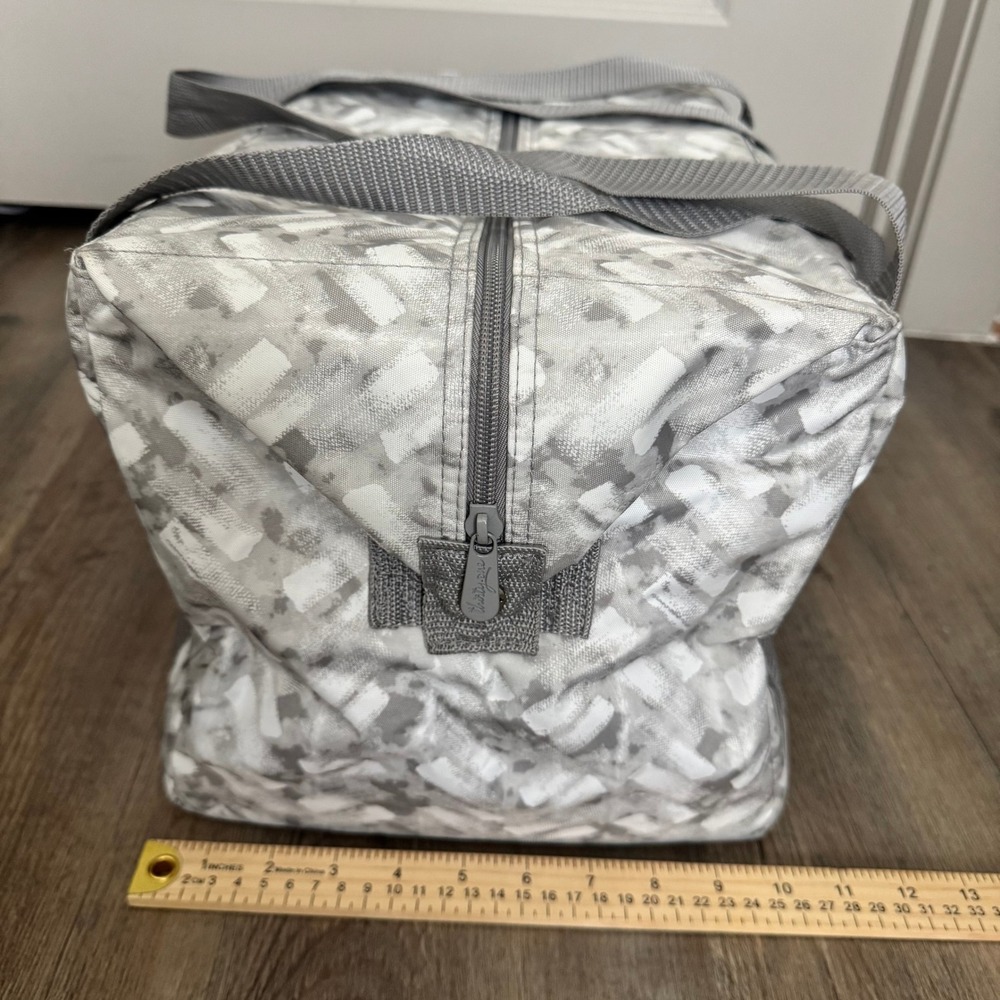 Thirty-One Fresh Market Thermal Tote Bag Gray White Brushstroke Insulated Cooler - Picture 13 of 14